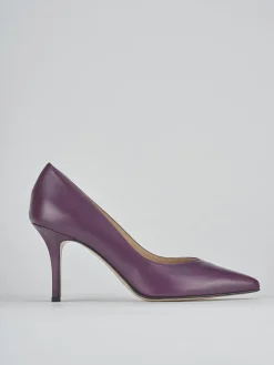 Décolleté e slingback tacco 7cm pelle viola