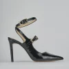 Décolleté e slingback tacco 9cm vernice nero
