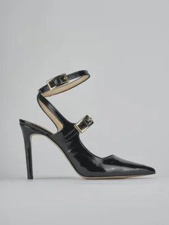 Décolleté e slingback tacco 9cm vernice nero