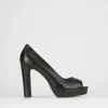 Décolleté e slingback tacco 8cm pelle nero