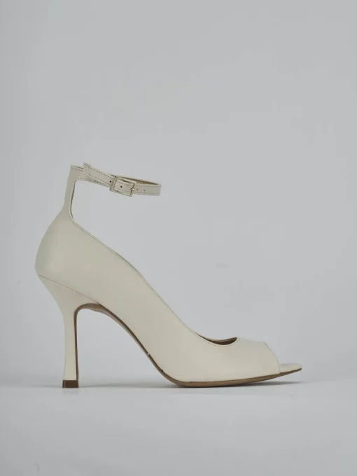 Décolleté e slingback tacco 9cm pelle bianco