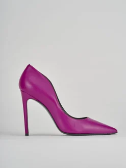 Décolleté e slingback tacco 10cm pelle viola