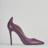 Décolleté e slingback tacco 9cm pelle viola