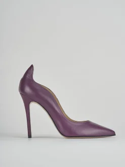 Décolleté e slingback tacco 9cm pelle viola