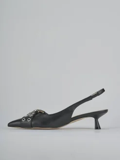 Décolleté e slingback tacco 5cm pelle nero