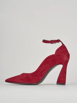 Décolleté e slingback tacco 8cm camoscio rosso