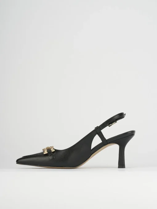 Décolleté e slingback tacco 7cm pelle nero