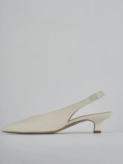 Décolleté e slingback tacco 4cm pelle bianco
