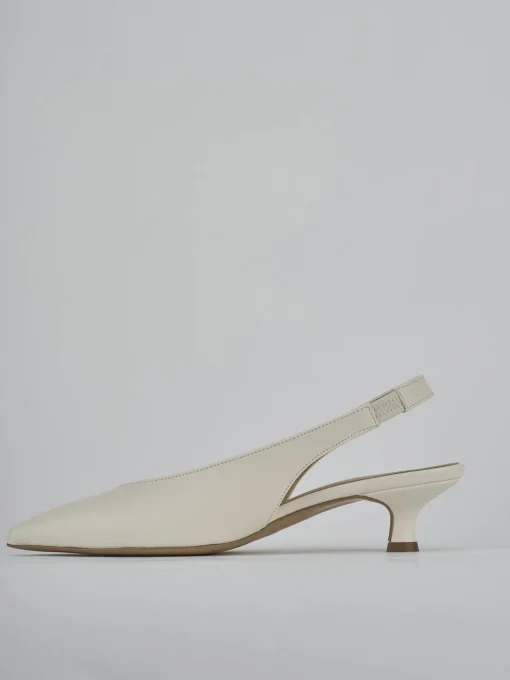 Décolleté e slingback tacco 4cm pelle bianco
