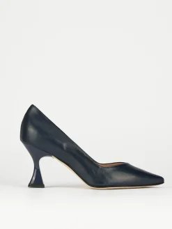 Décolleté e slingback tacco 7cm pelle blu