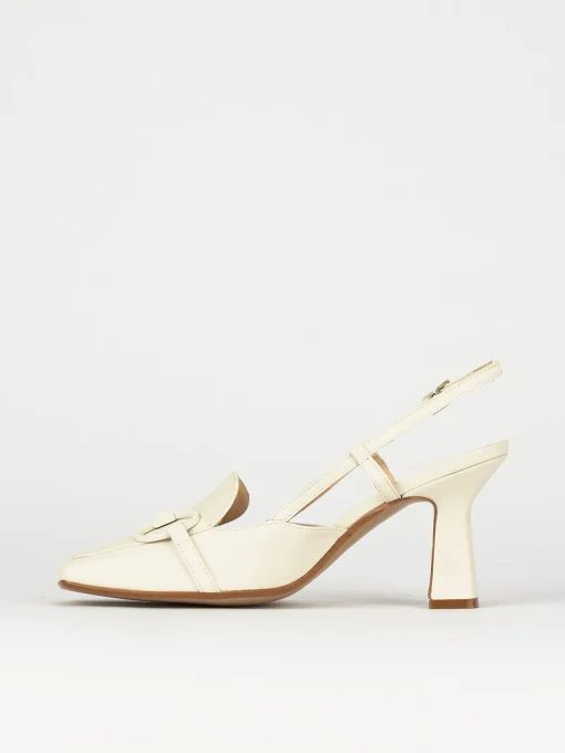 Décolleté e slingback tacco 7cm pelle beige