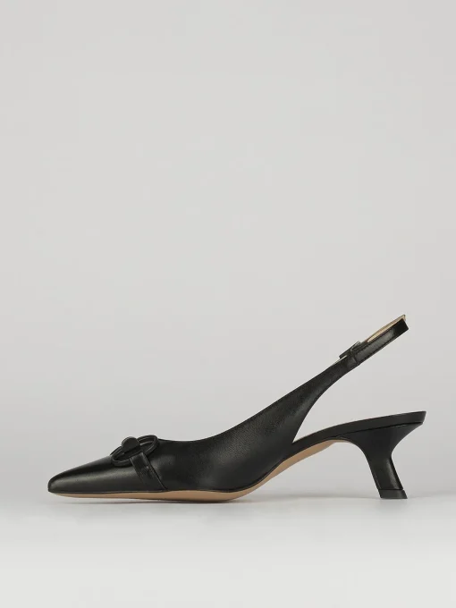 Décolleté e slingback tacco 5cm pelle nero