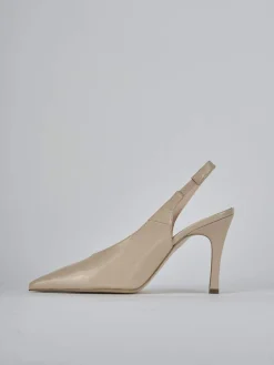Décolleté e slingback tacco 9cm vernice marrone