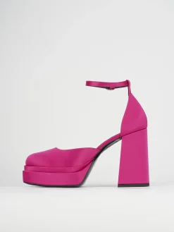 Décolleté e slingback tacco 11cm raso rosa