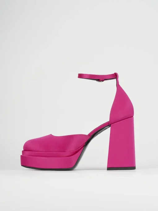 Décolleté e slingback tacco 11cm raso rosa