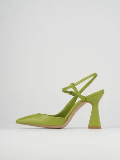 Décolleté e slingback tacco 10cm pelle verde