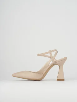 Décolleté e slingback tacco 10cm pelle beige