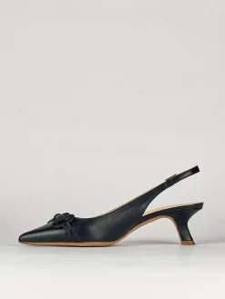 Décolleté e slingback tacco 5cm pelle blu