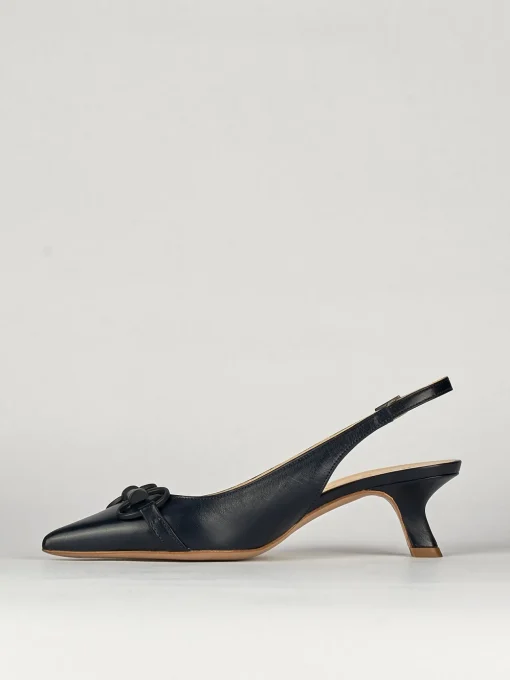 Décolleté e slingback tacco 5cm pelle blu
