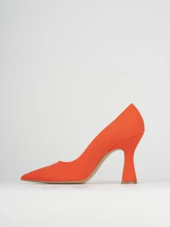 Décolleté e slingback tacco 10cm licra arancio