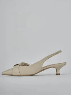 Décolleté e slingback tacco 4cm pelle beige