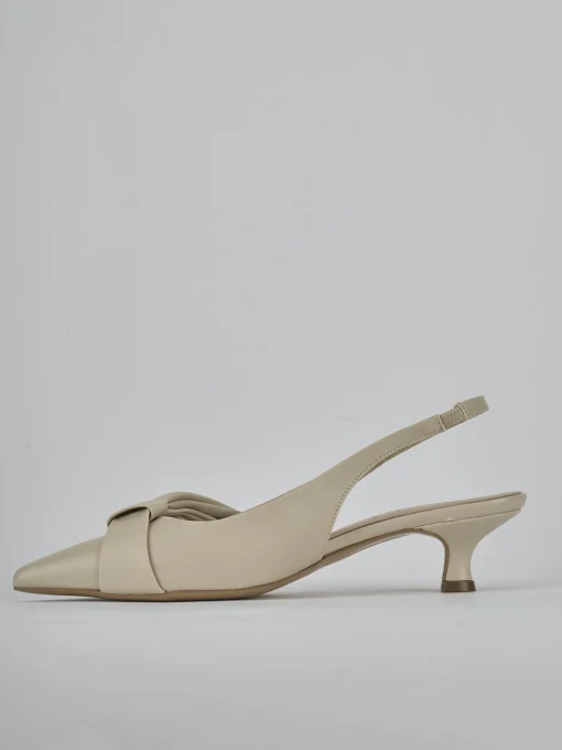 Décolleté e slingback tacco 4cm pelle beige