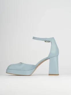 Décolleté e slingback tacco 9cm pelle azzurro
