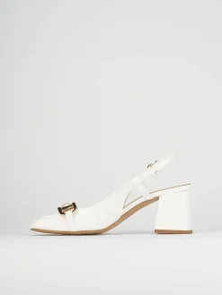 Décolleté e slingback tacco 6cm pelle bianco