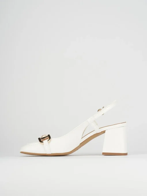 Décolleté e slingback tacco 6cm pelle bianco