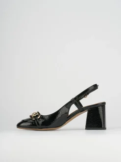 Décolleté e slingback tacco 6cm vernice nero