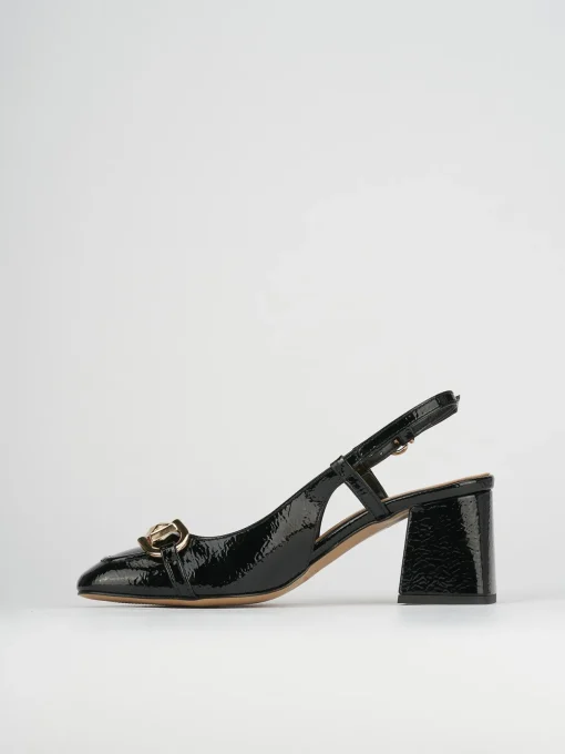 Décolleté e slingback tacco 6cm vernice nero