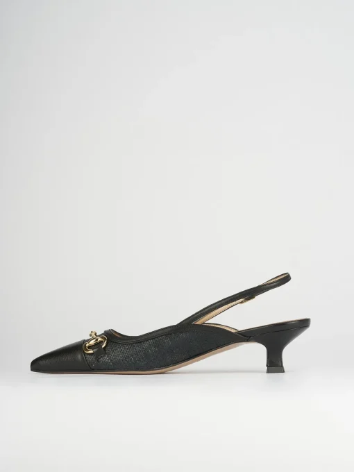 Décolleté e slingback tacco 5cm pelle nero