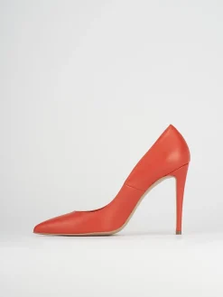 Décolleté e slingback tacco 10cm pelle arancio