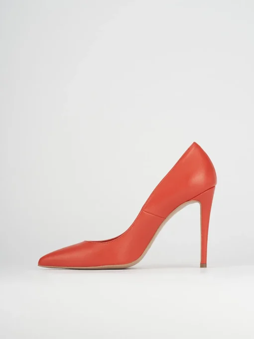 Décolleté e slingback tacco 10cm pelle arancio