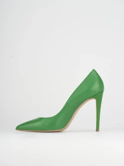Décolleté e slingback tacco 10cm pelle verde