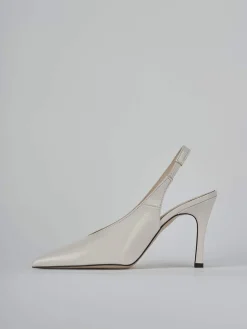 Décolleté e slingback tacco 9cm vernice bianco