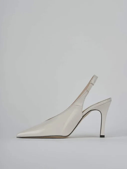 Décolleté e slingback tacco 9cm vernice bianco