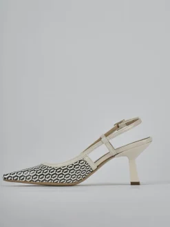 Décolleté e slingback tacco 7cm vernice bianco