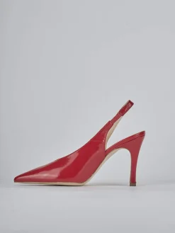 Décolleté e slingback tacco 9cm vernice rosso