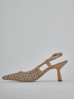 Décolleté e slingback tacco 7cm pelle beige