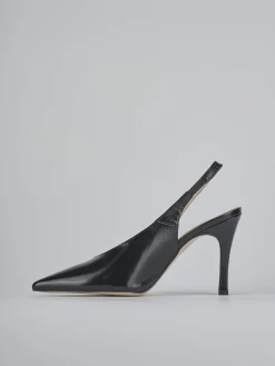 Décolleté e slingback tacco 9cm vernice nero