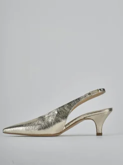 Décolleté e slingback tacco 4cm laminato oro