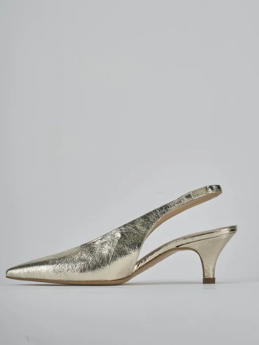 Décolleté e slingback tacco 4cm laminato oro