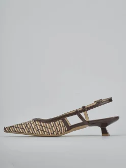 Décolleté e slingback tacco 4cm pelle marrone