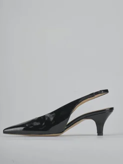 Décolleté e slingback tacco 4cm vernice nero