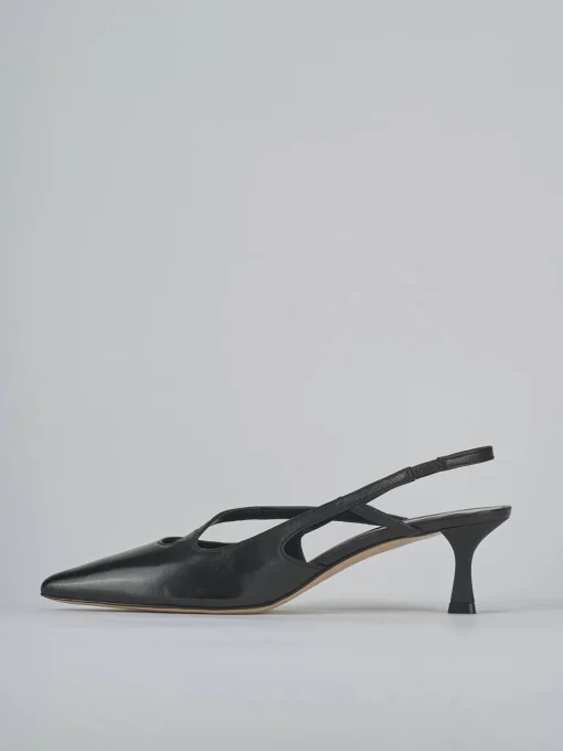 Décolleté e slingback tacco 5cm pelle nero