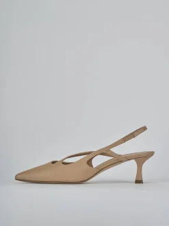 Décolleté e slingback tacco 5cm pelle marrone