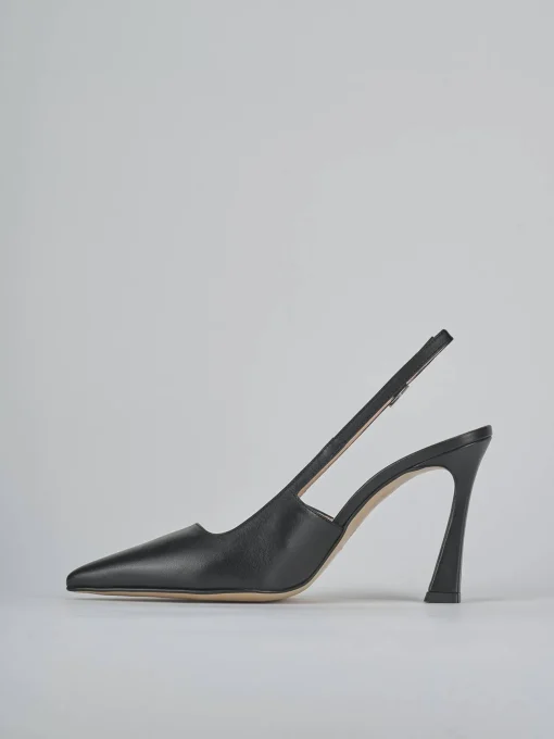 Décolleté e slingback tacco 9cm pelle nero