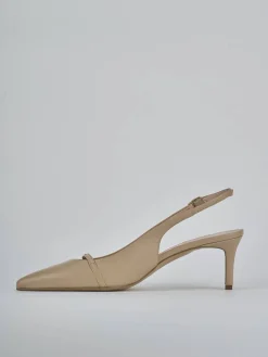 Décolleté e slingback tacco 7cm pelle marrone