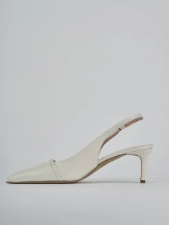 Décolleté e slingback tacco 7cm pelle bianco